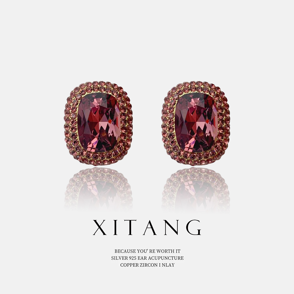 XITANG 925银针【樱花泪】气质欧美耳钉耳环耳坠8437