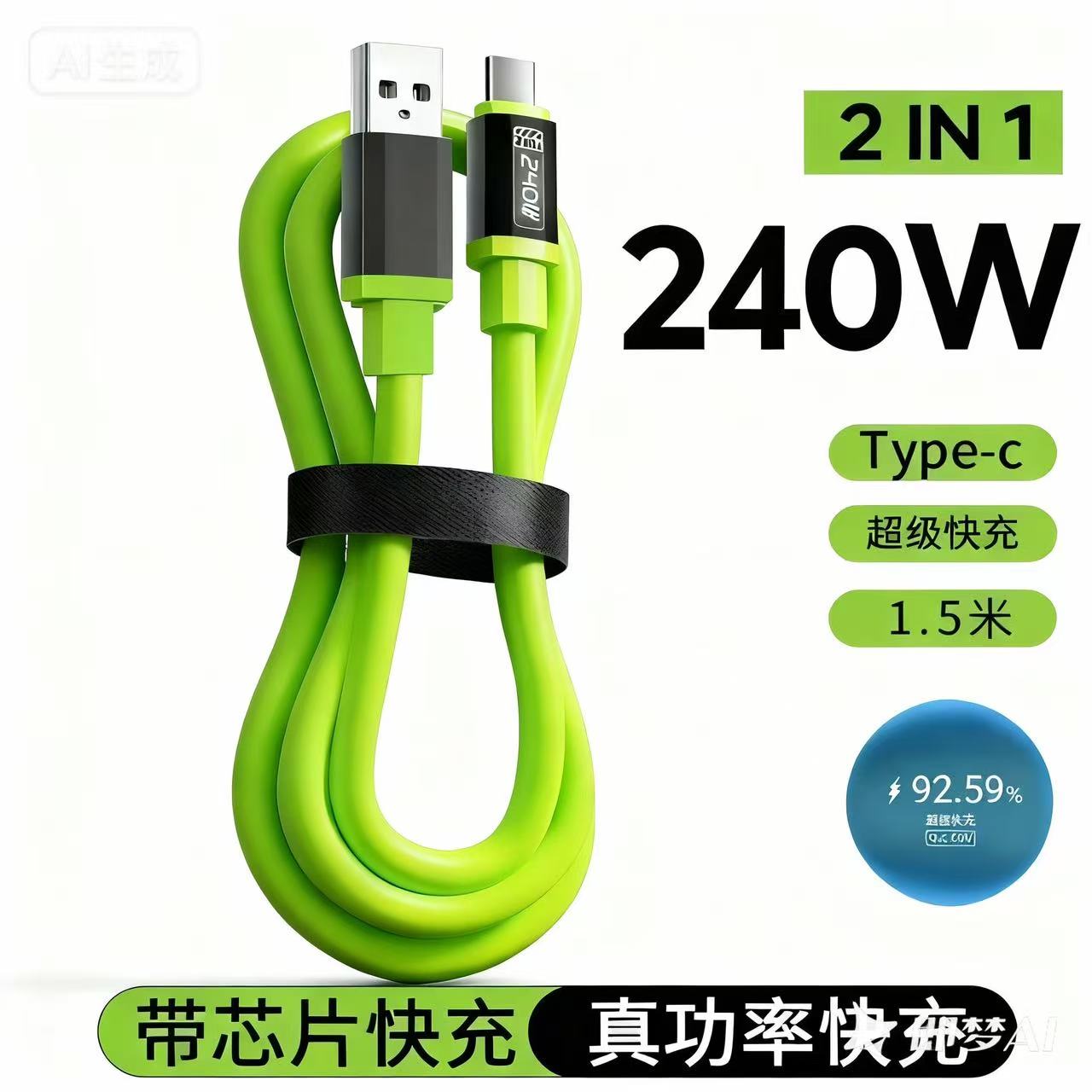 240W双Type - c超级快充数据线适用于华为荣耀手机加粗充电线