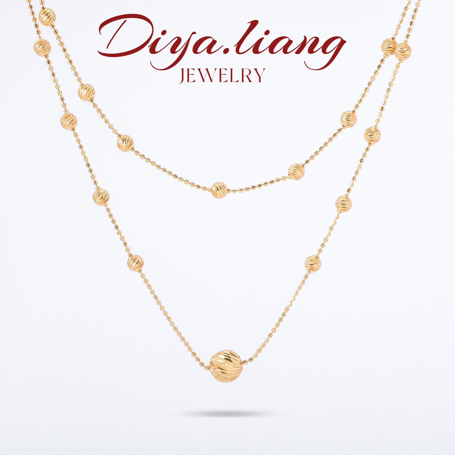 坠链均925银 梁雅帝新品【闪耀镭射球】长款橄榄珠珠时尚纯银项链