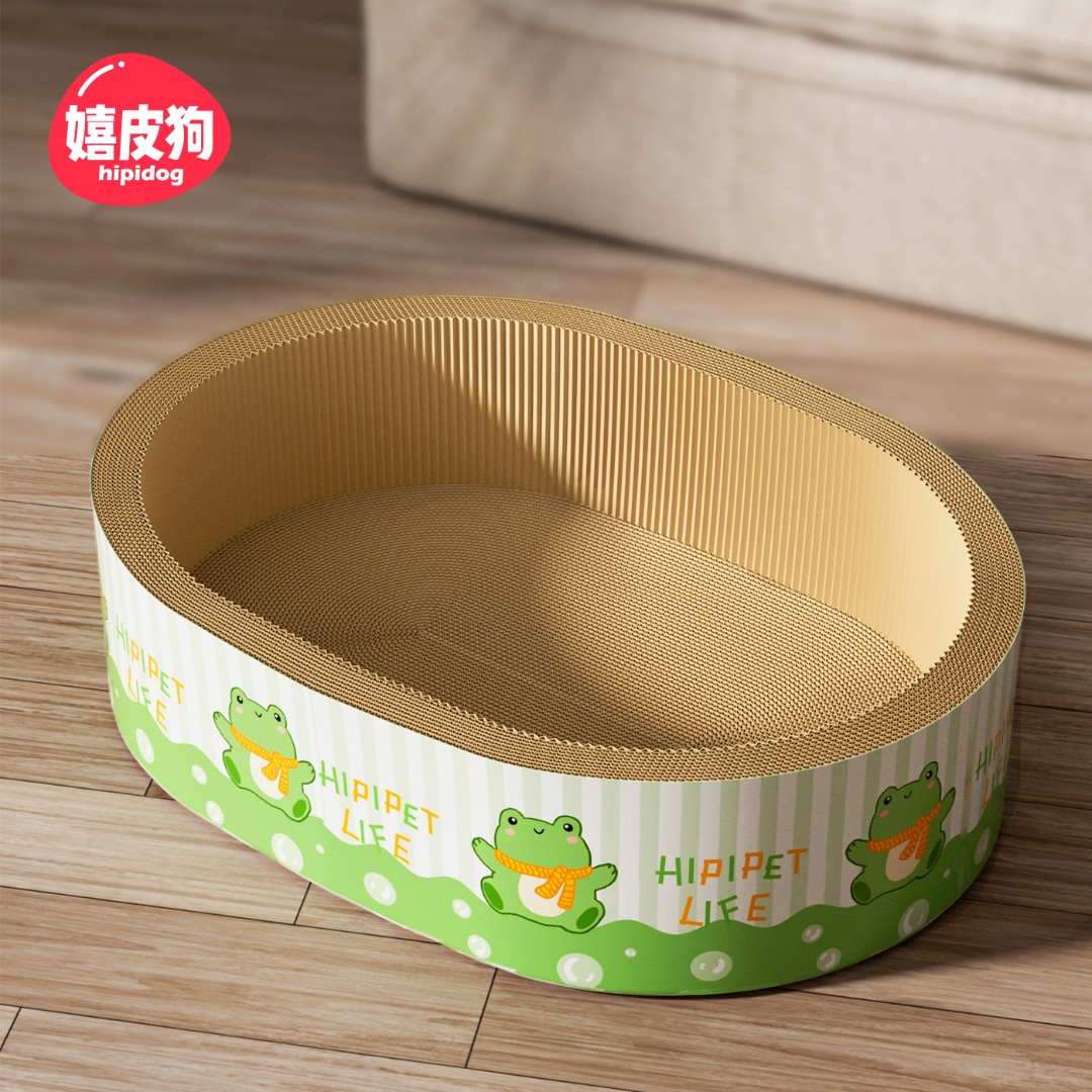 [达人]加深猫抓板窝耐磨不掉屑猫窝一体椭圆猫特大号抓不烂3466