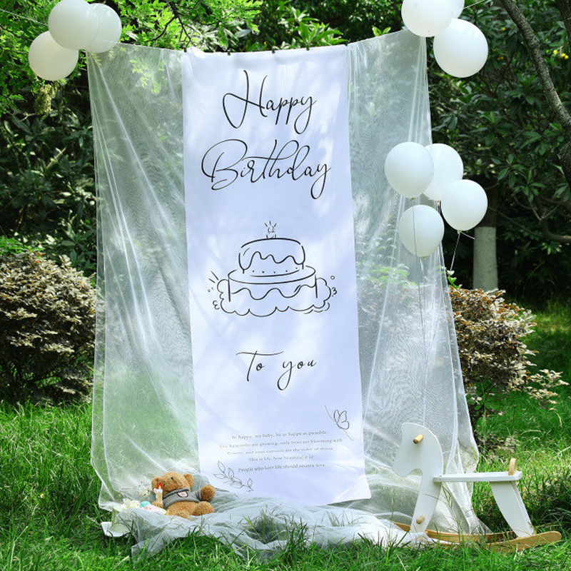 小红书同款户外生日场景布置女孩高级感拍照道具装饰网纱背景挂布
