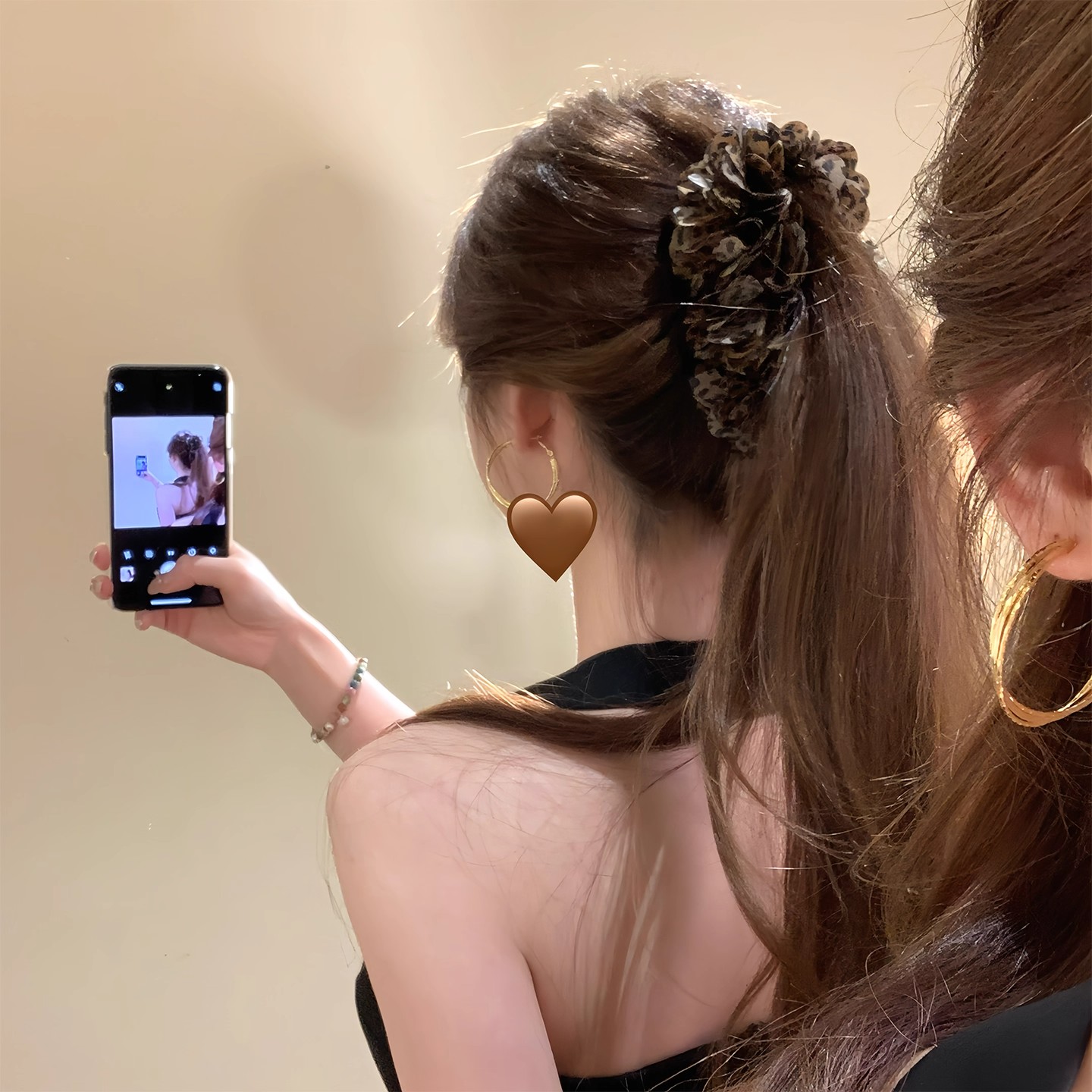 复古豹纹花朵香蕉夹女后脑勺抓夹大号发夹竖夹马尾夹头饰头花发饰