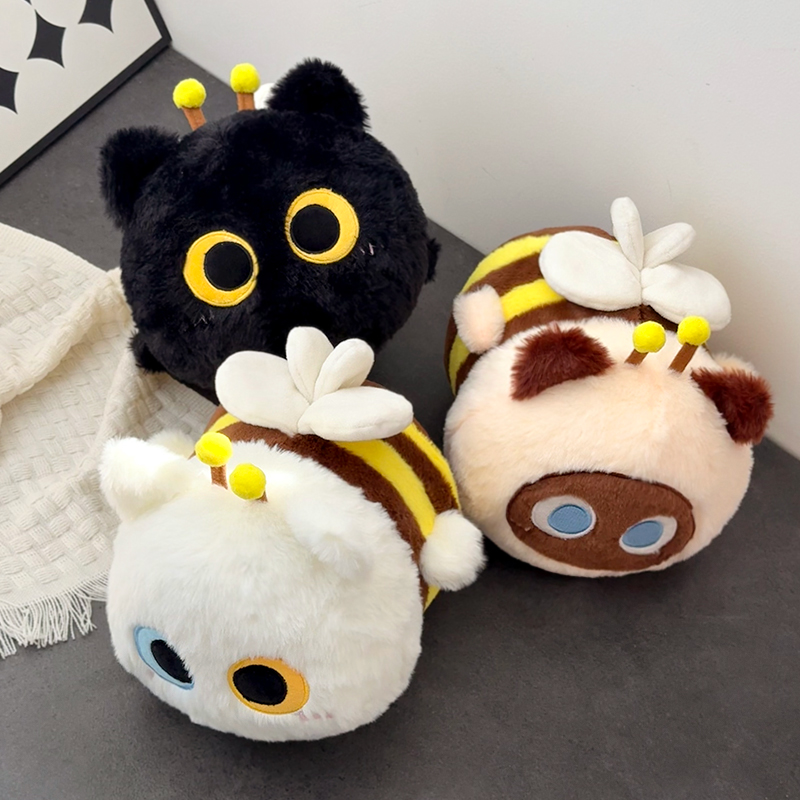 铭创优趣可爱团子猫咪公仔玩偶猫咪蜜蜂毛绒玩具喵蜜抱枕生日礼物