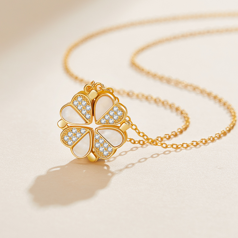 Jay 坠链均925银 设计感四叶草项链七夕节送女友礼物贵气感锁骨链