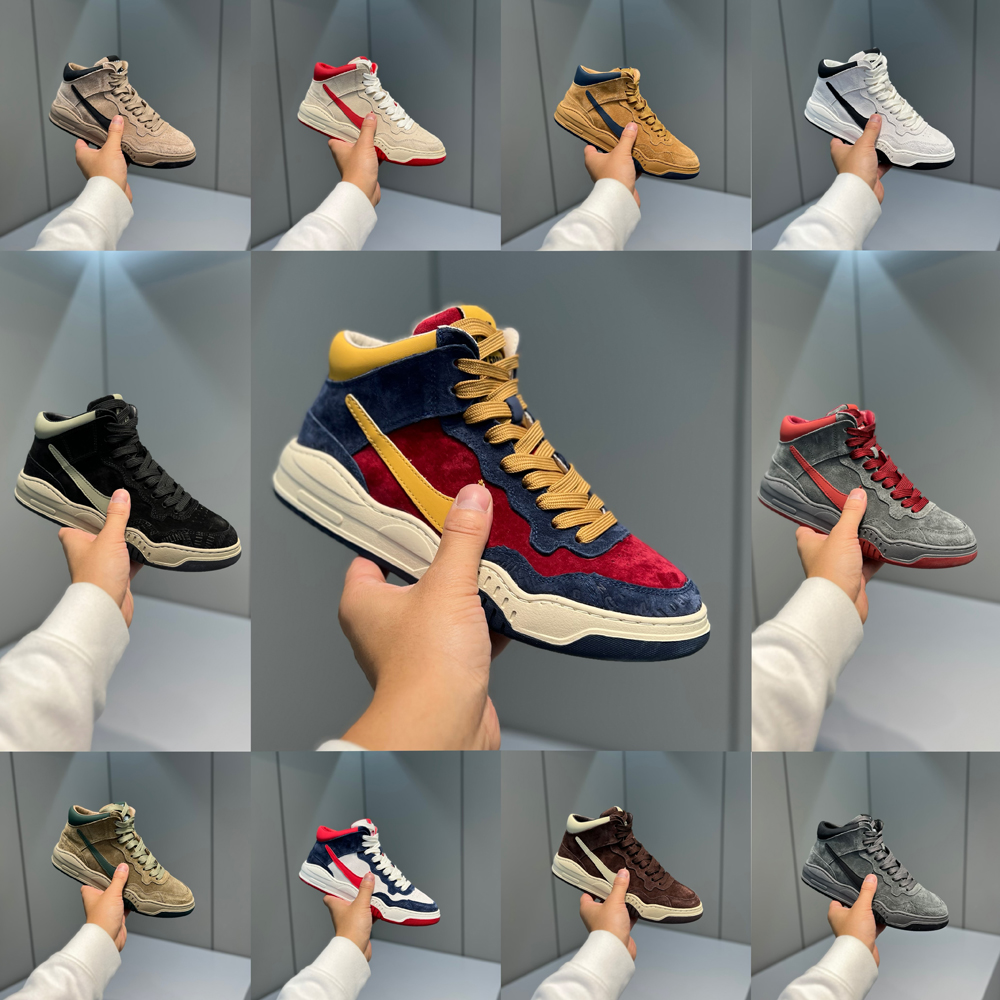 真皮翻毛皮高帮板鞋时尚运动百搭软底软面舒适男士潮流休闲鞋秋冬