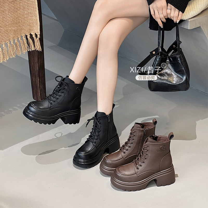 xizi/昔子2126短靴马丁靴短靴棉靴时装靴时尚厚底高跟秋冬系带