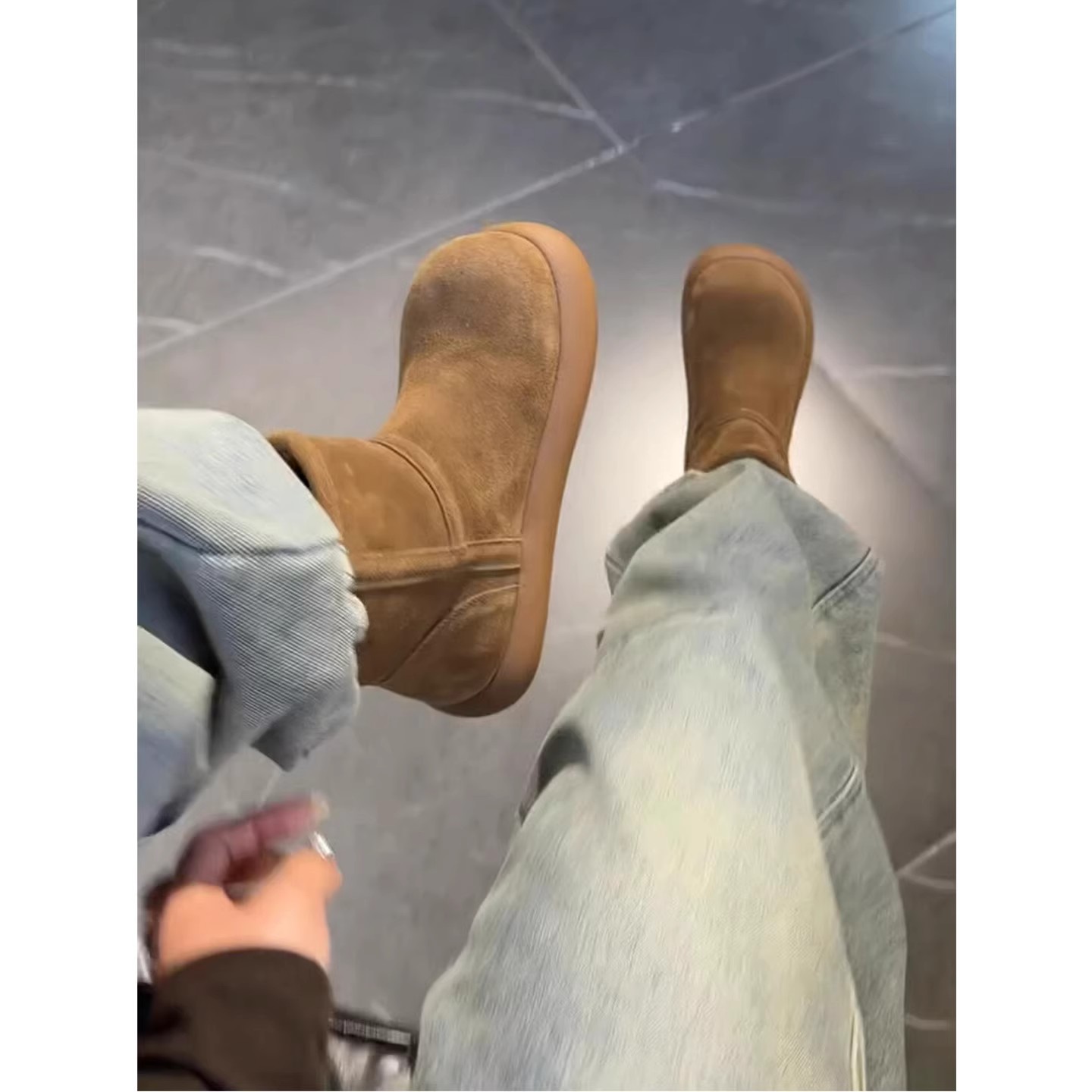 小土豆厚底雪地靴女2025冬季新款丑萌大头加绒保暖毛毛棉鞋短靴子