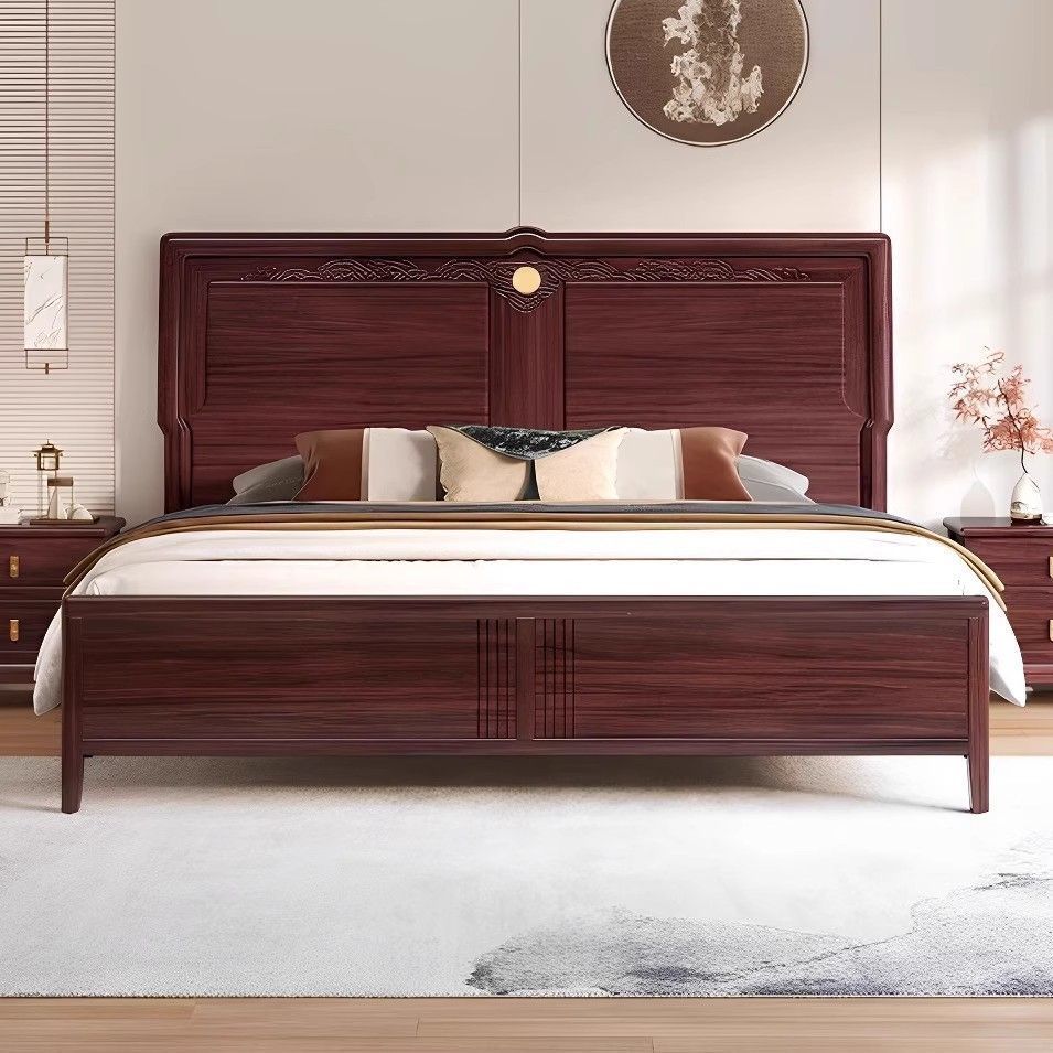 木帆卧室成套家具新中式乌金木实木床1.8m双人1.5m主卧婚床储物床
