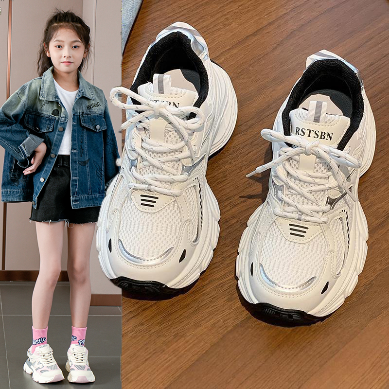 老爹鞋女童鞋子2025新款秋冬季加绒二棉鞋中大童儿童小白鞋运动鞋