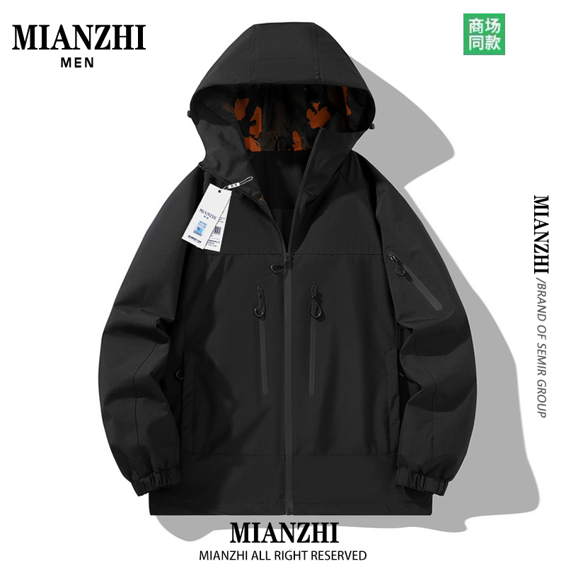 棉致夹克男士春秋新款宽松休闲运动连帽时尚百搭潮流印花情侣外套