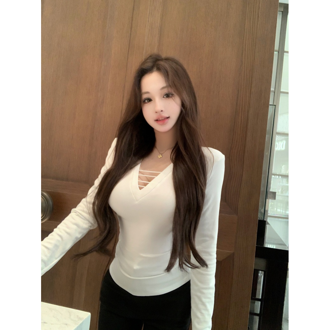 纯欲风常规设计小众百度打底上衣时尚气质T打底衫显瘦内搭紧身