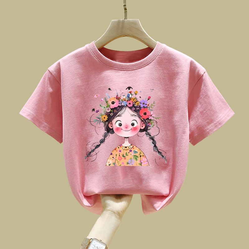 2025新款女童纯棉短袖T恤夏小女孩洋气可爱百搭中小童韩版半袖