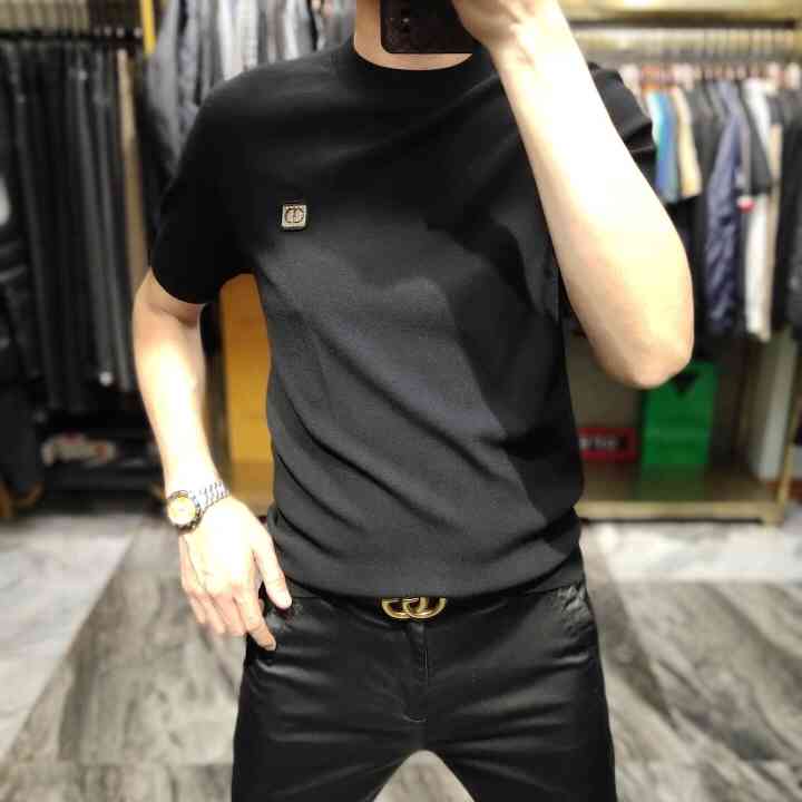 欧货秋冬季新品短袖休闲圆领男士针织打底衫修身高品质男士打底衫