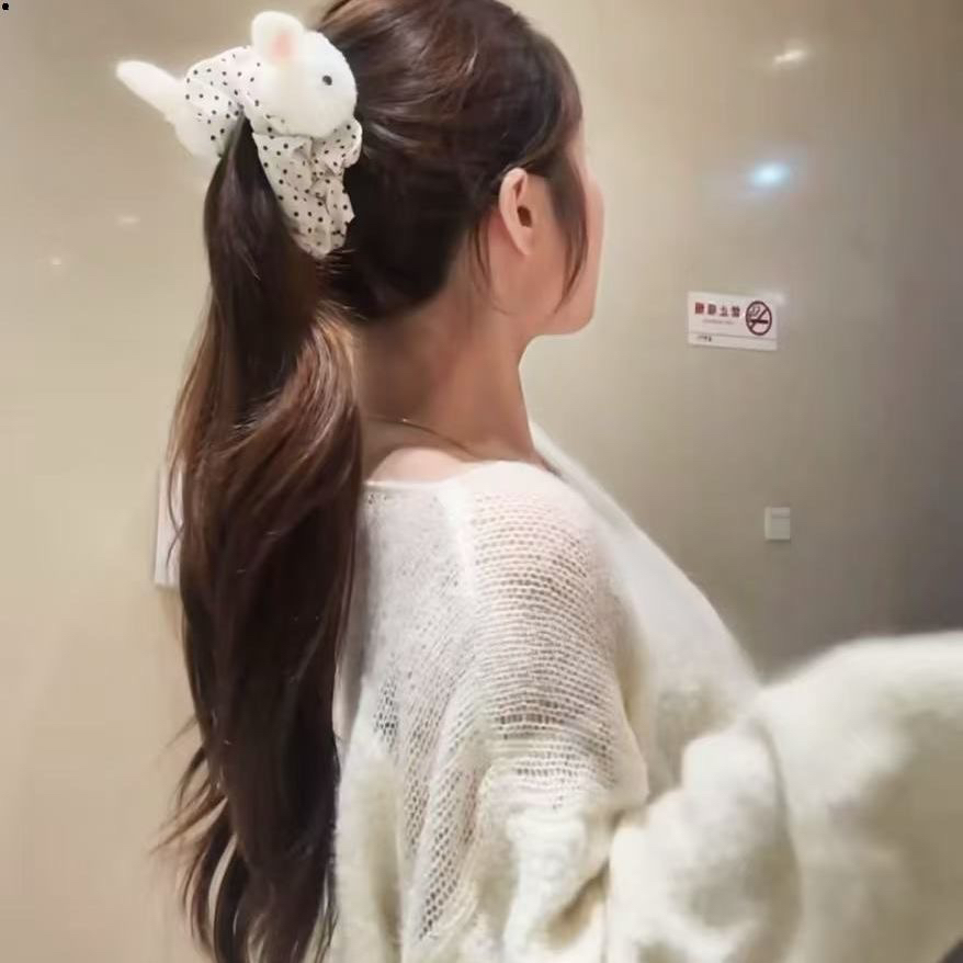 时尚可爱波点大号兔子米菲兔巨显发量香蕉后脑勺盘发百搭发饰少女
