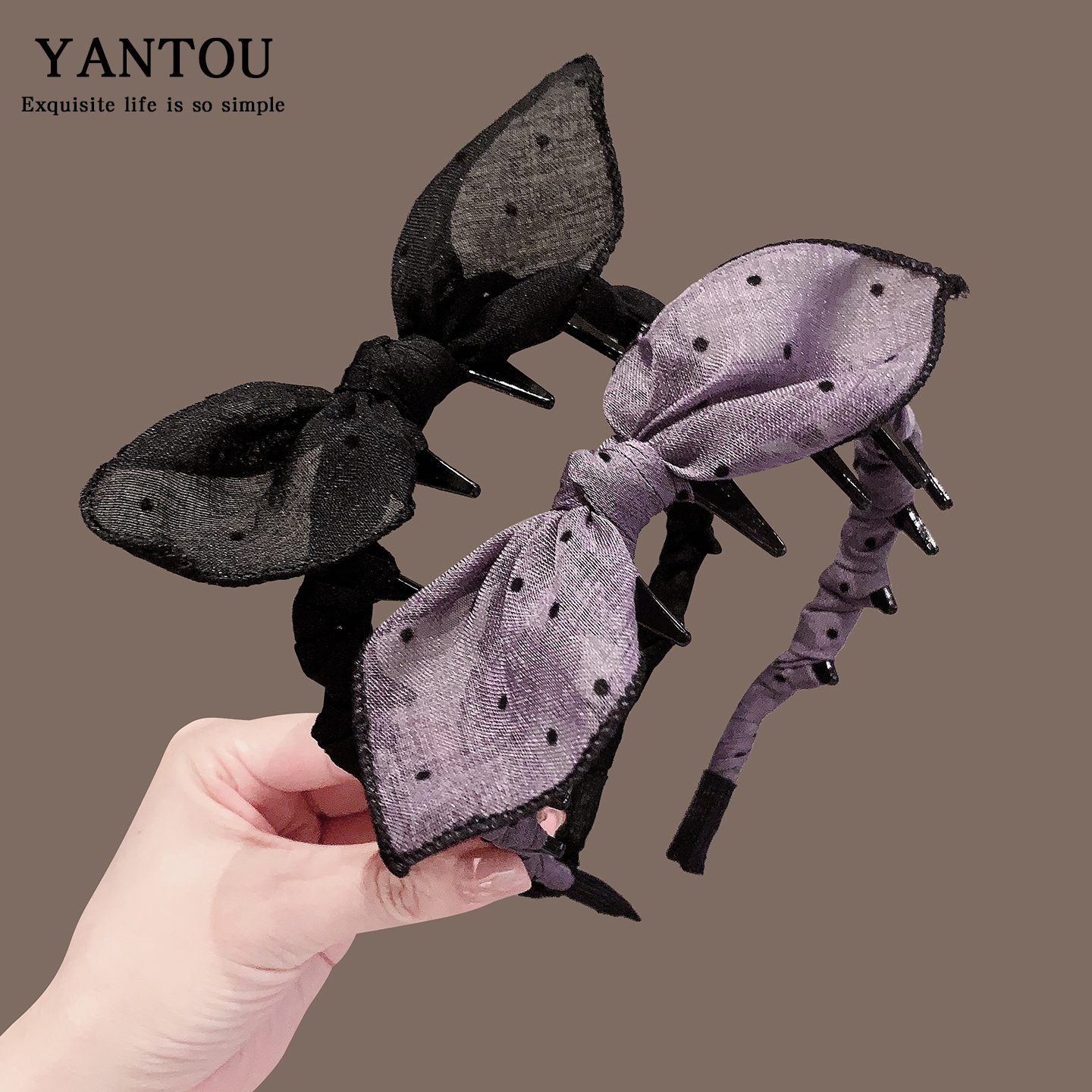 亚麻带齿兔耳朵发箍女时尚高级感气质甜美防滑外出百搭发卡发饰