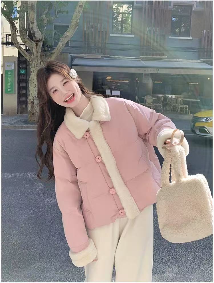 新款羽绒绵服女短款小个子韩版宽松加厚连帽面包服保暖外套