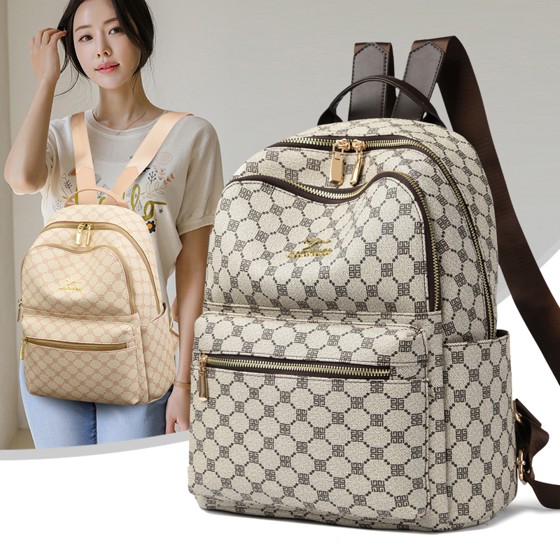 真皮双肩包2025新款时尚百搭大容量高颜值旅行女士双肩背包休闲包