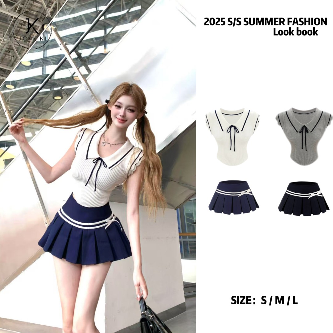 JOY KIKI鹅了么【恋夏告白】夏季学院风小飞袖软糯针织上衣J25B068