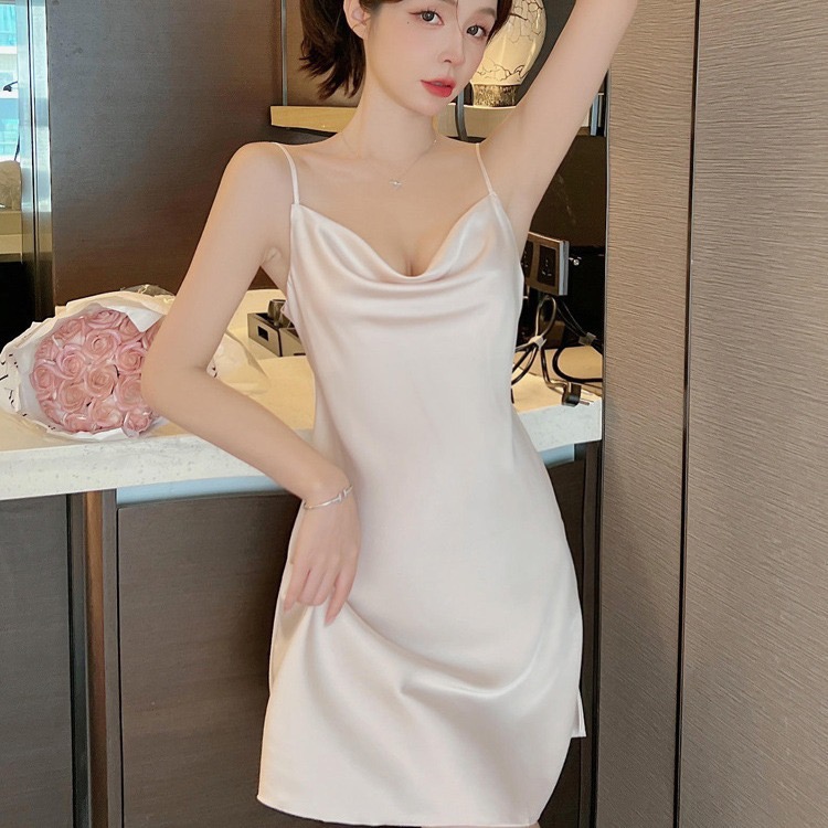 【雾纱】性感睡衣女夏季新款吊带睡裙荡领开又美背新款家居服