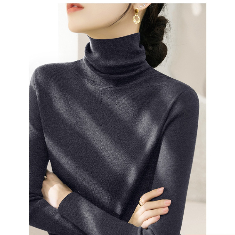 毛衣内搭堆堆领针织衫女打底上衣长袖2025高级灰外套冬季新款大衣