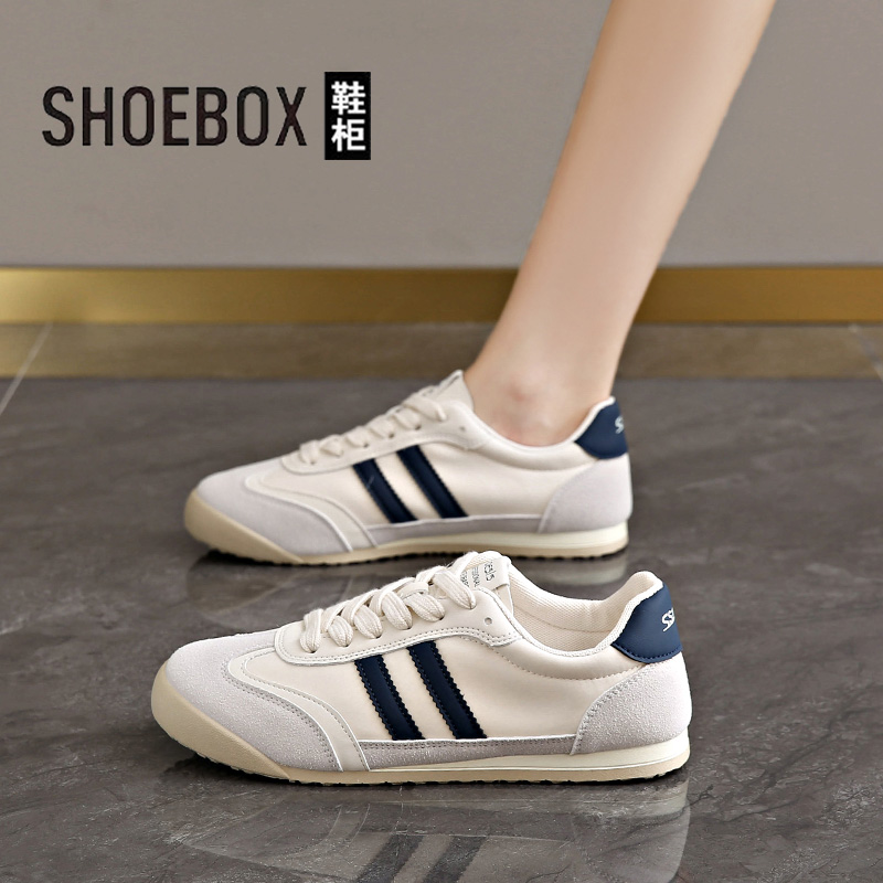SHOEBOX鞋柜复古阿甘平底鞋2025春款软底轻便休闲鞋百搭板鞋女