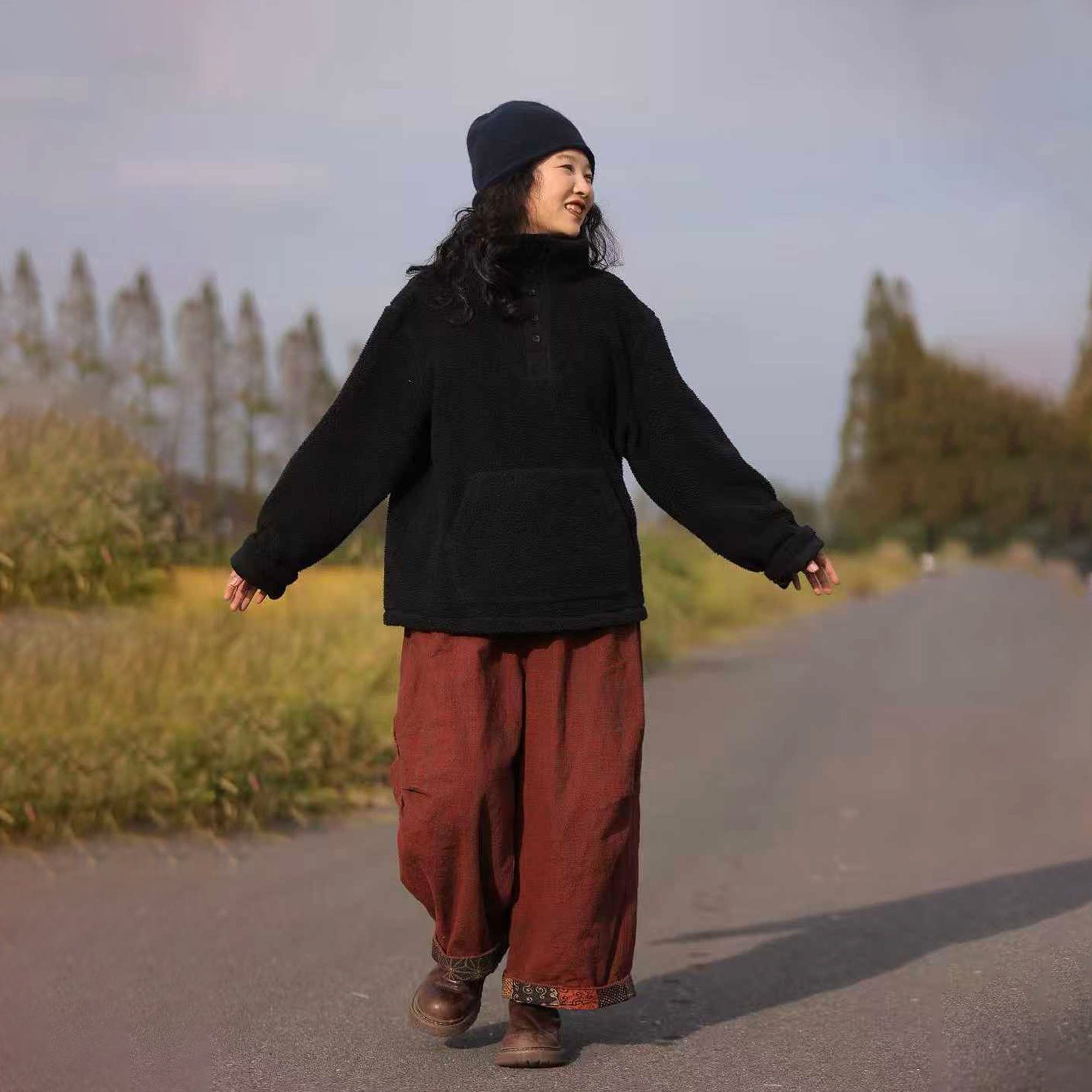 【寻苔出品】7364 棉木纤维摇粒绒翻领卫衣 古兰木