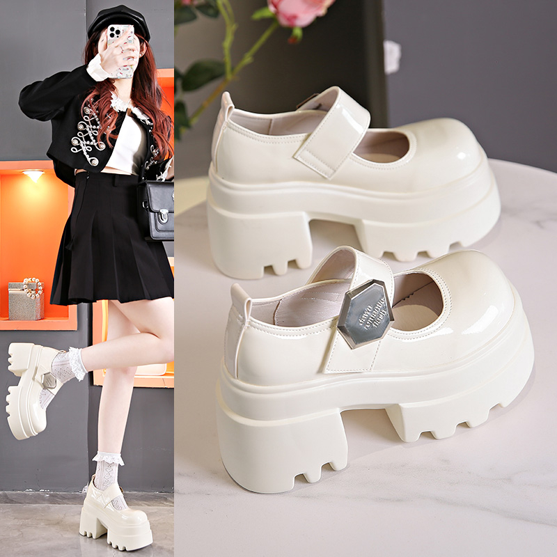 2025春季新款10cm内增高女鞋厚底小个子玛丽珍小皮鞋百搭高跟单鞋