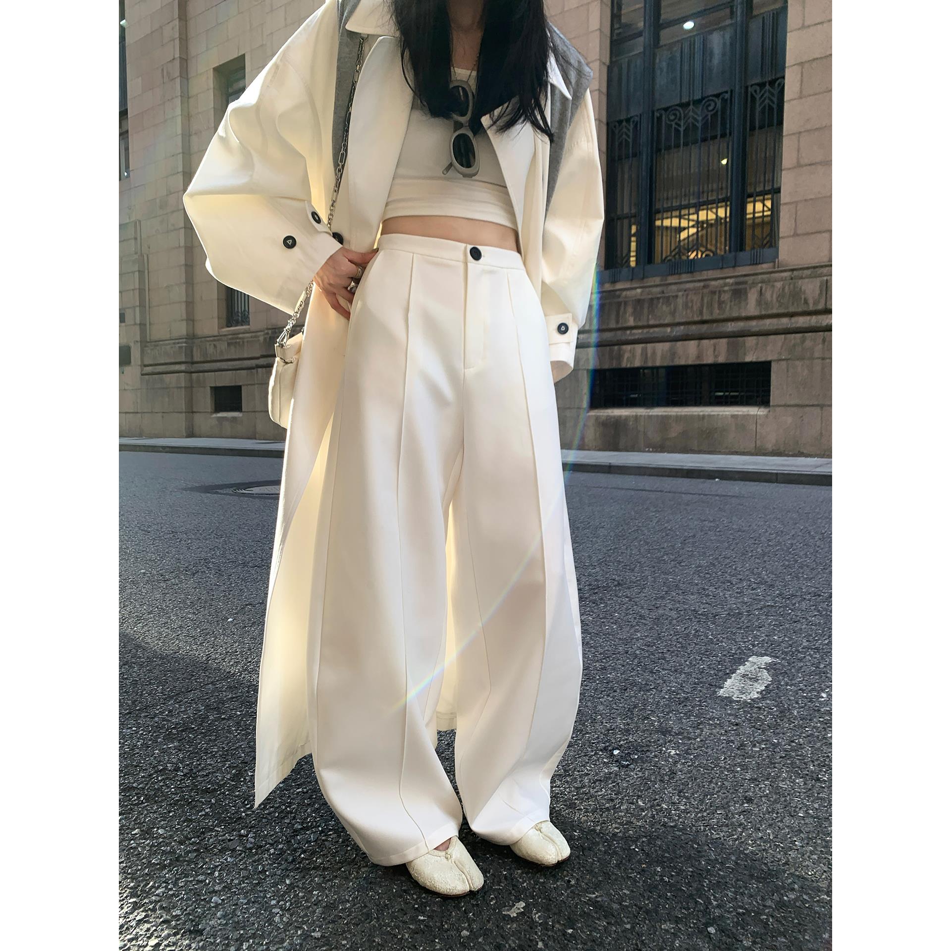 区区欧阳弯刀休闲裤女秋季西装裤宽松阔腿裤直筒拖地长裤休闲裤子