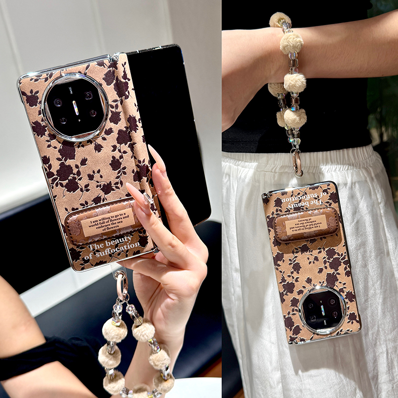 适用华为matex6手机壳折叠屏中轴新款x5典藏版x3高级感皮纹创意女