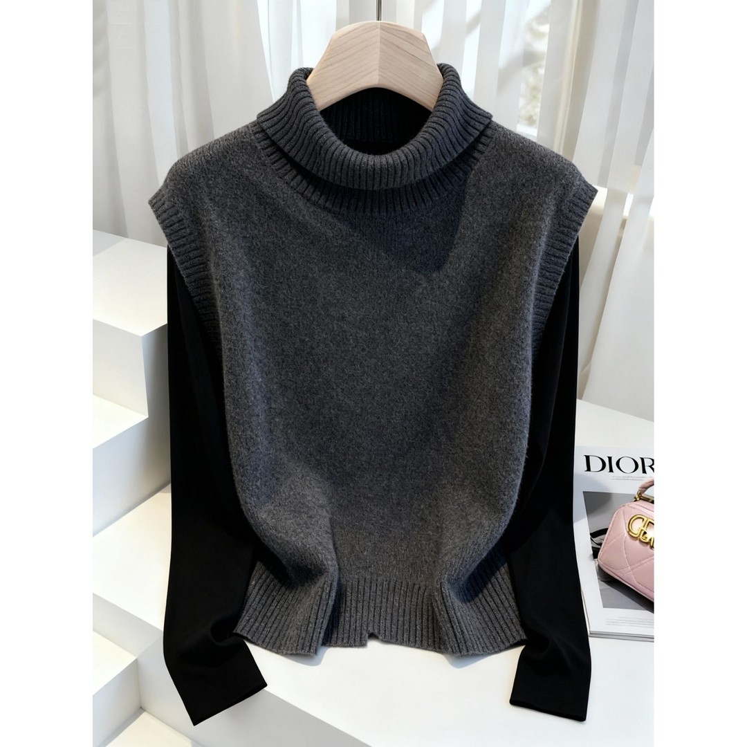 2025秋冬季新款痞帅炸街风女装高级感显瘦马甲打底衫两件套装爆款