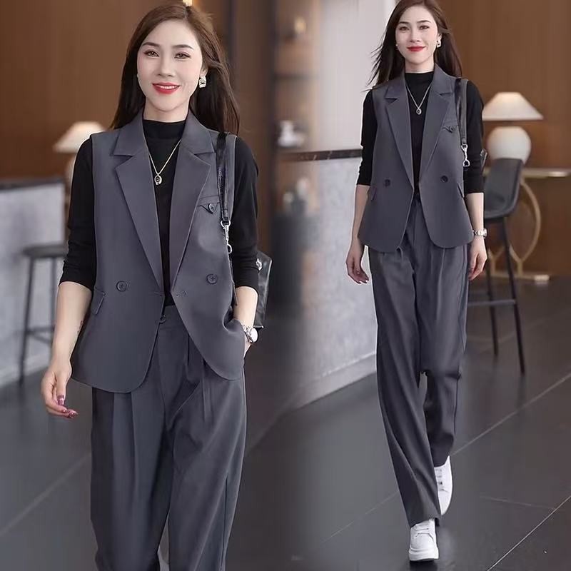 极简风休闲风时尚套装洋气小西装女士修身秋季春秋时尚25131职业
