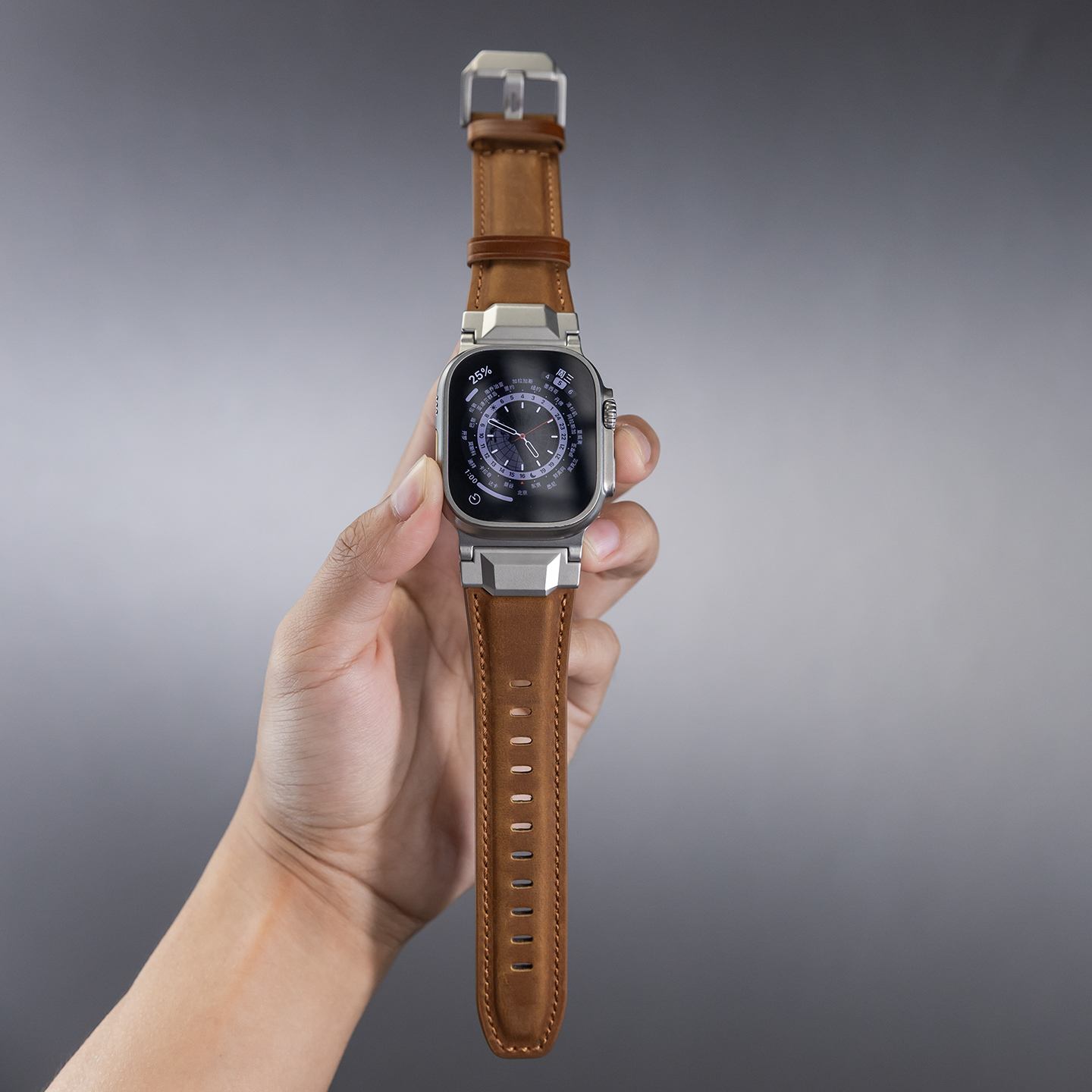 复古头层牛皮AppleWatch真皮表带适用苹果手表iwatch金属头ultra