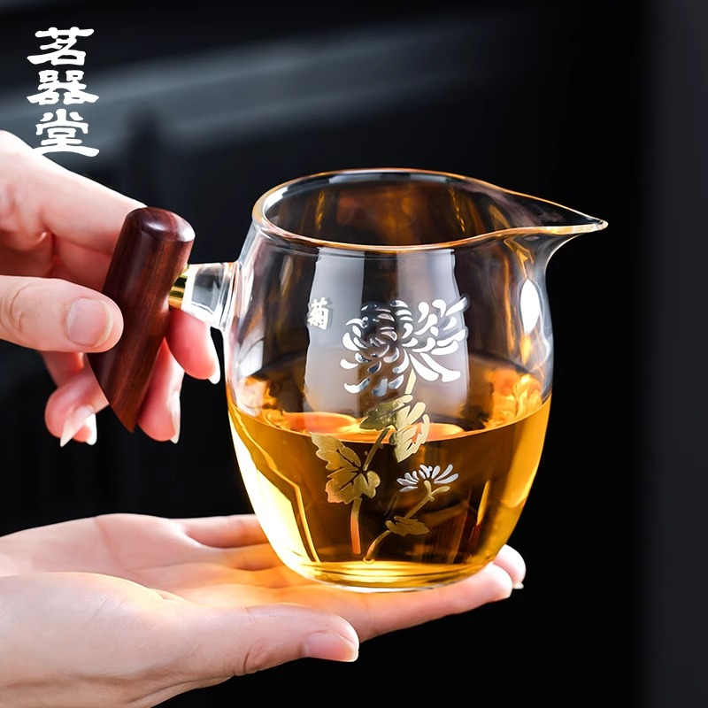 木柄玻璃公道杯加厚高档2025新款高硼硅泡茶海过滤大小分茶器茶具