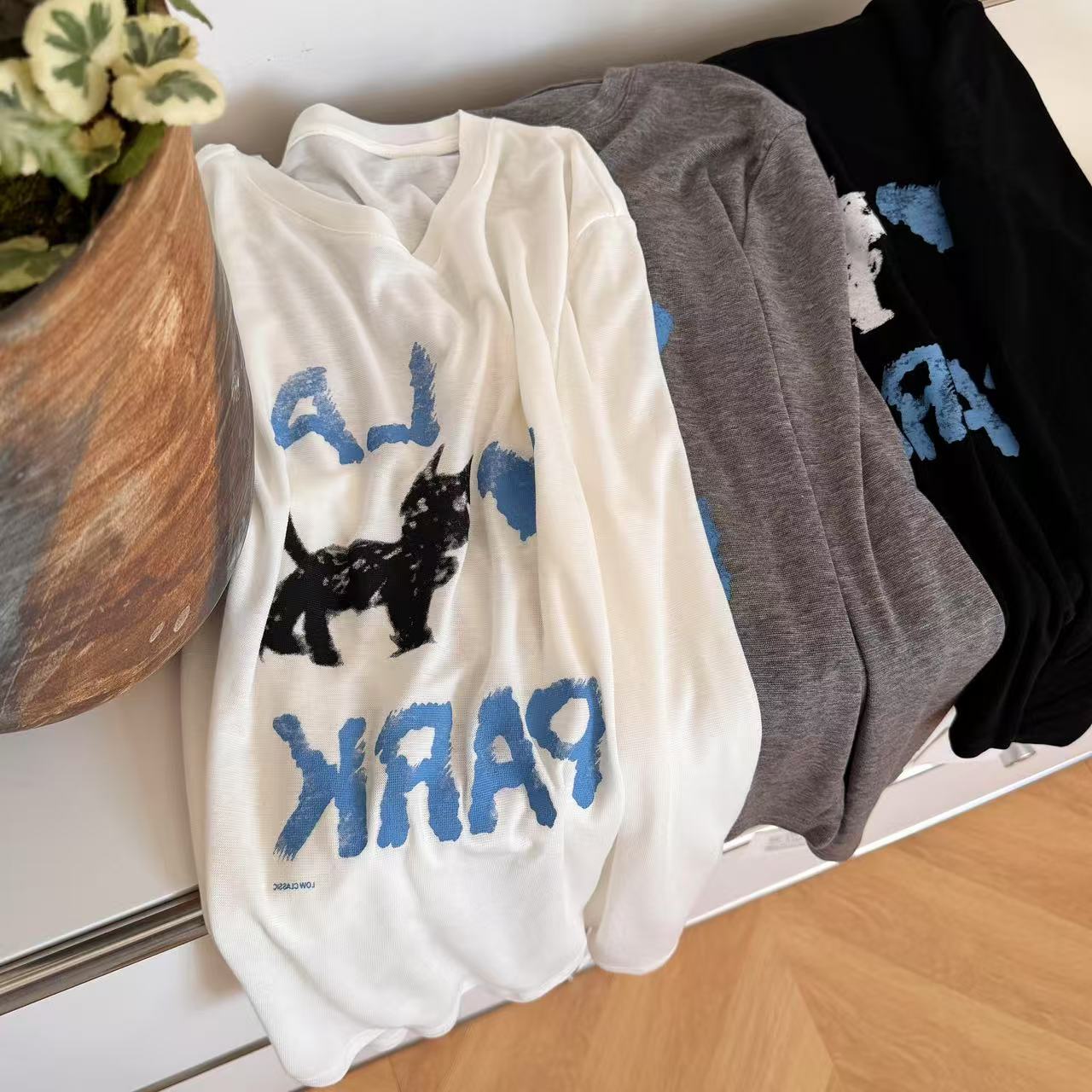 “超舒服”   兰精天丝+19羊毛 高品质印花小猫长袖T恤  25-009