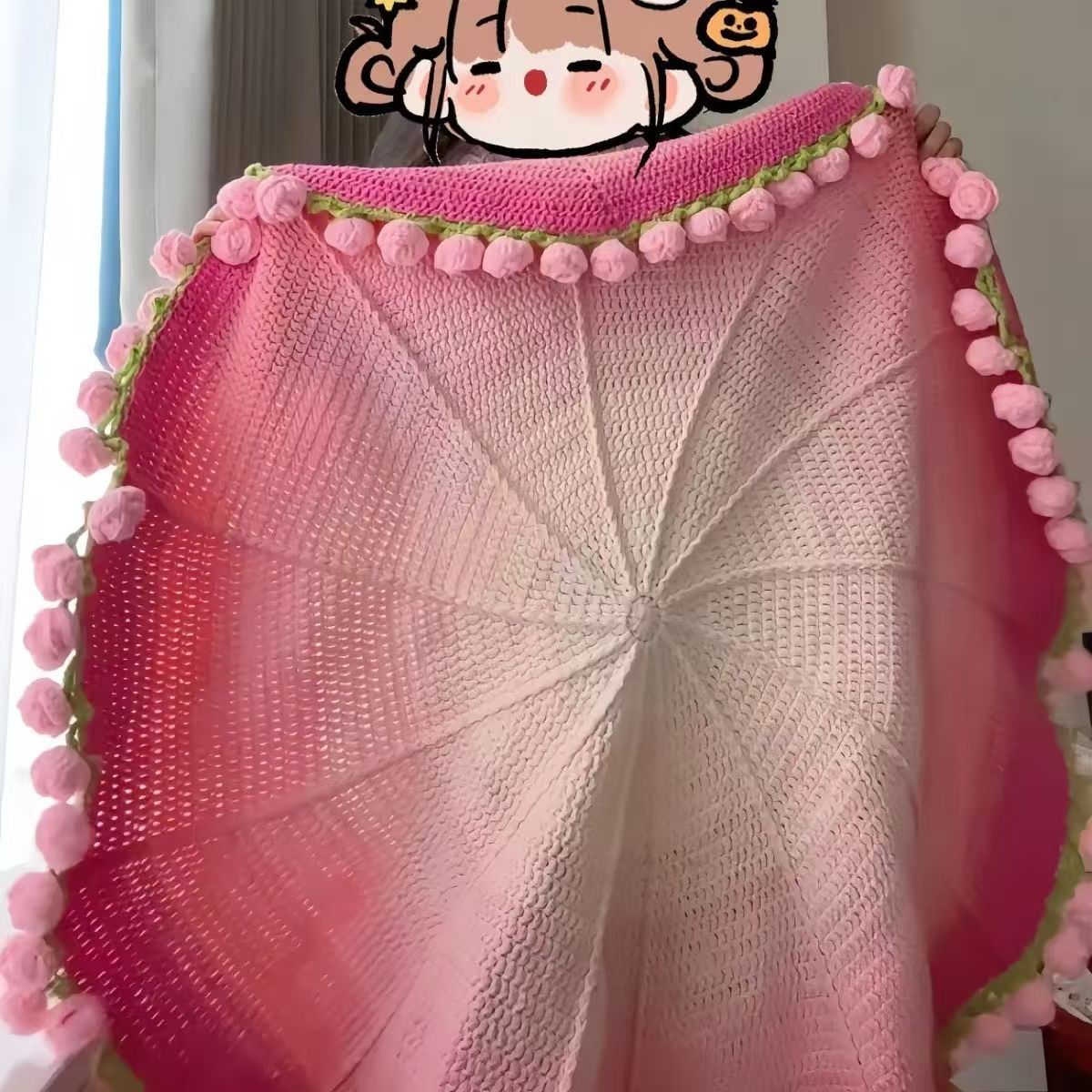 【优选好物】毛线手工diy编织玫瑰花渐变花束毯子材料包手捧玫瑰花