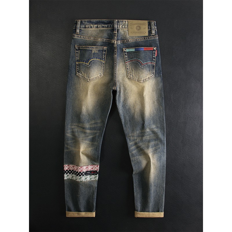 梦泡官方美式复古休闲牛仔裤男士秋冬1男款黑色直筒宽松牛仔裤