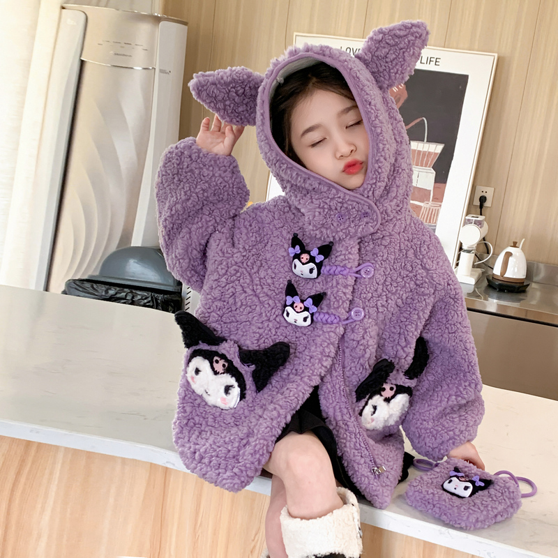 女童库洛米毛毛衣2025新款儿童秋冬装韩版加厚女宝宝冬季长款外套