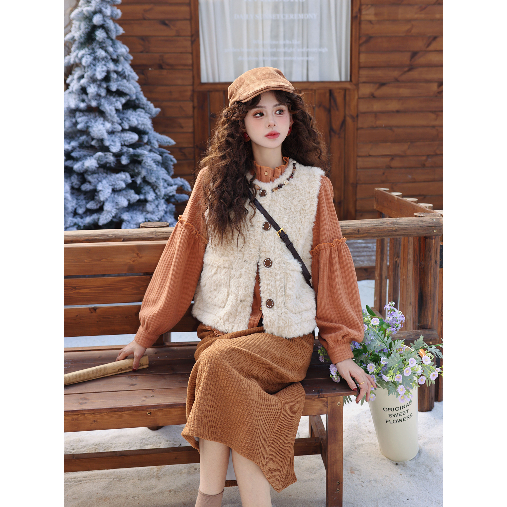 陈大器【空山雪迹】港风复古加厚毛绒百搭宽松休闲马甲JO6347390