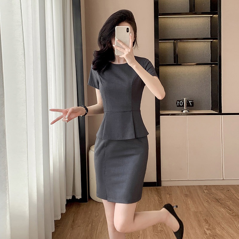 高端职业连衣裙女夏季2025新款珠宝酒店修身显瘦工作服工装气质