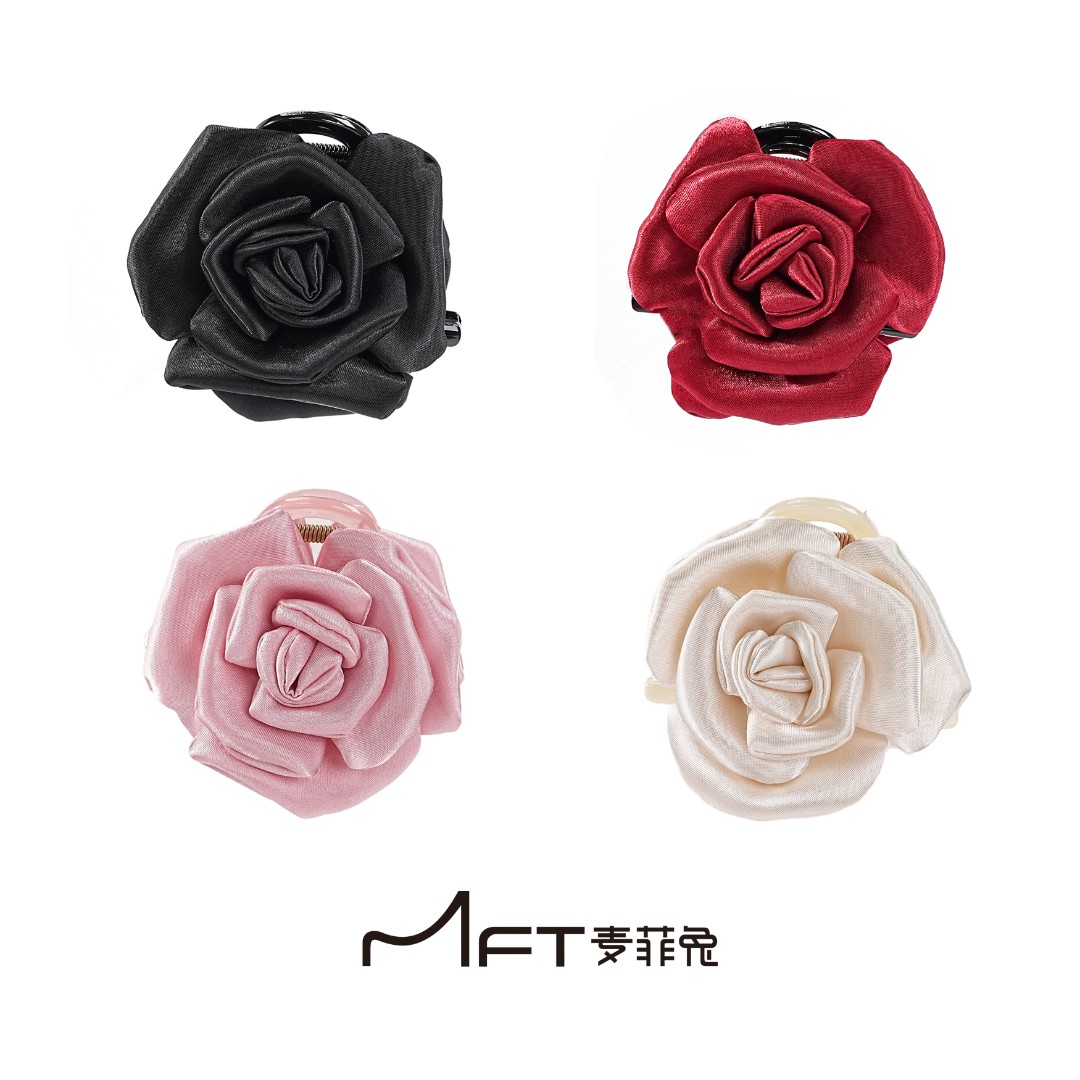 花苞玫瑰抓夹韩系气质森系花朵发夹女2025新款高端头发鲨鱼夹