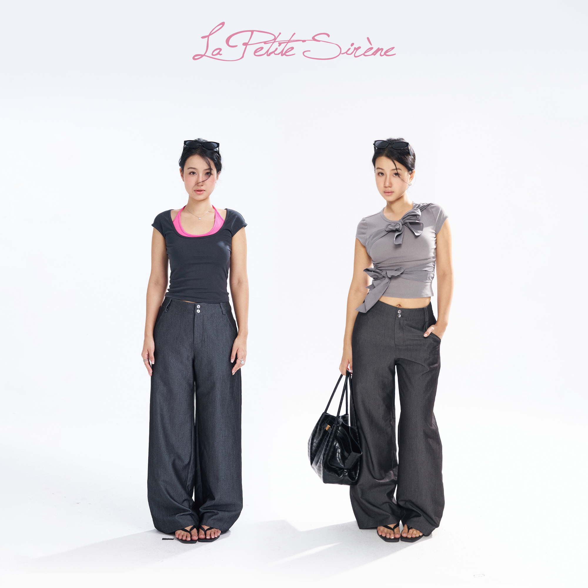 LPS｜郭卷毛同款黑灰色西裤修身显瘦坠感直筒通勤裤K35681JM52