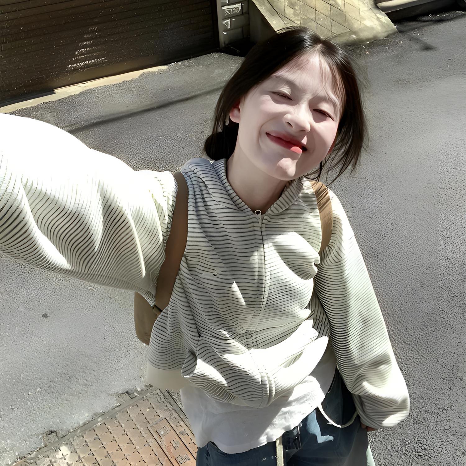 美式复古条纹开衫连帽卫衣女宽松拉链韩系慵懒松弛感宽松百搭外套