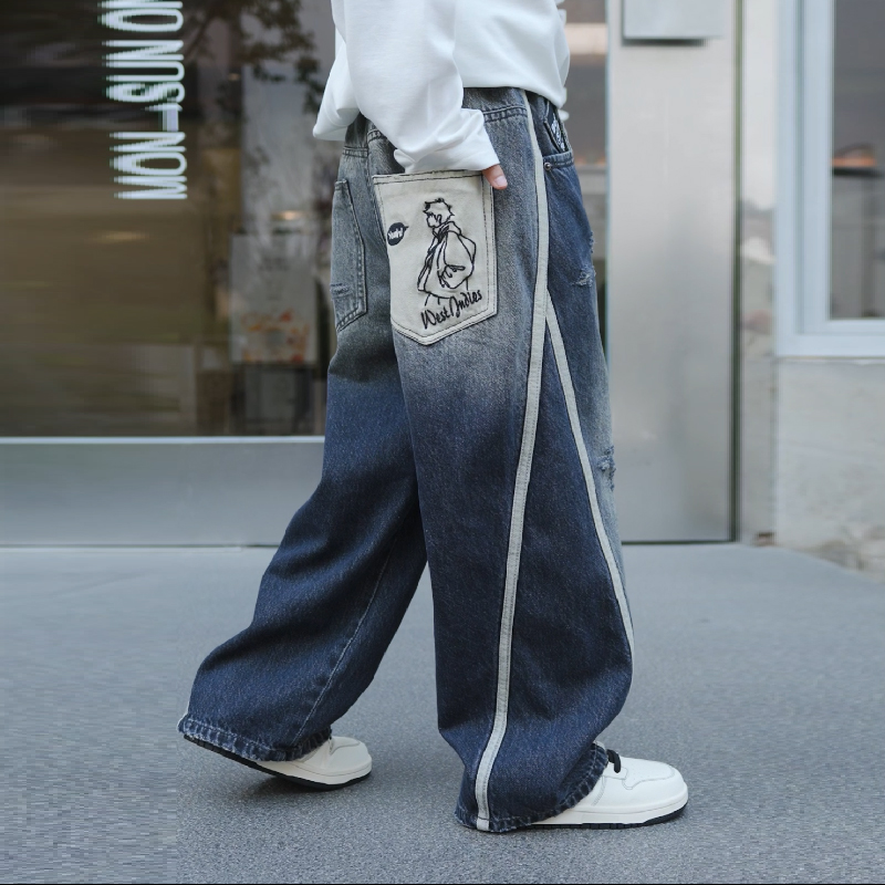 男童裤子春秋新款直筒儿童牛仔裤中大童长裤休闲秋装季韩版帅气潮