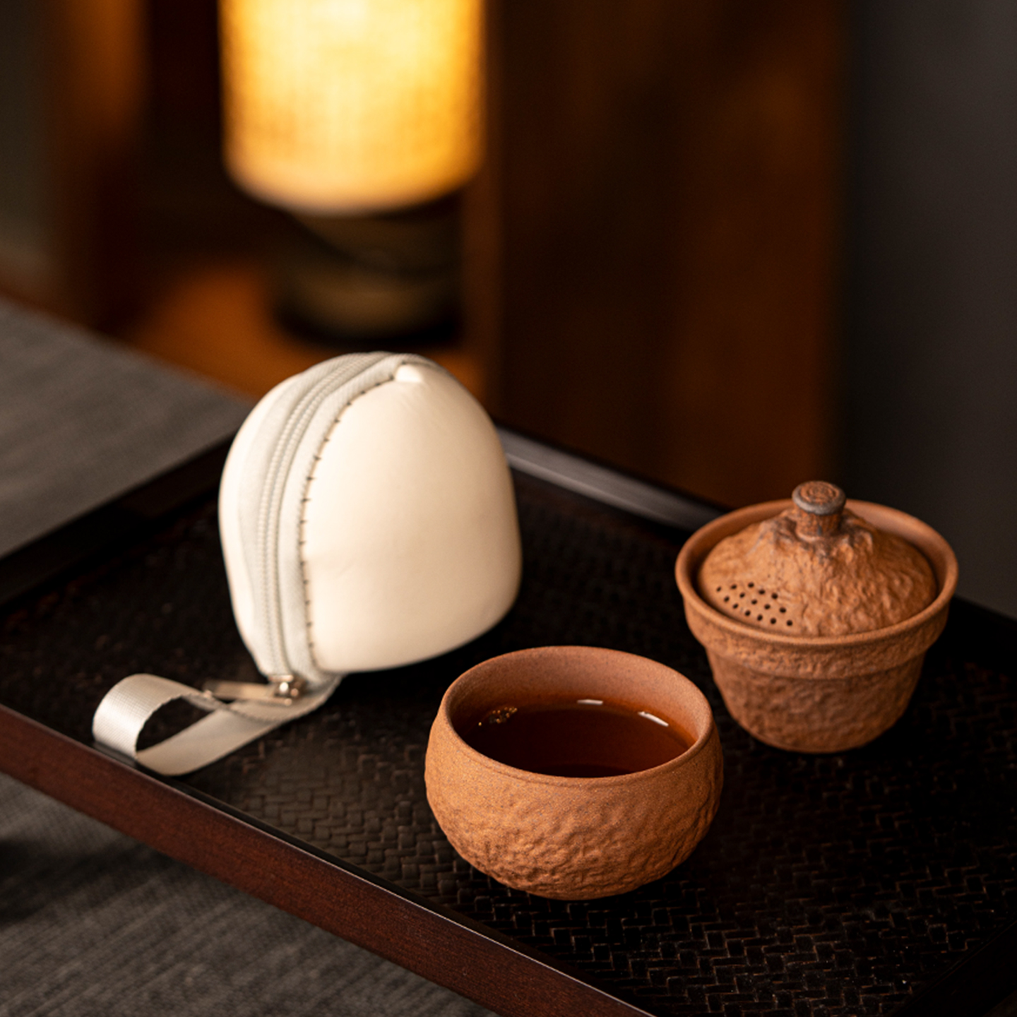 老岩泥便携式茶具一壶一杯茶壶粗陶旅行茶具户外露营一人饮快客杯