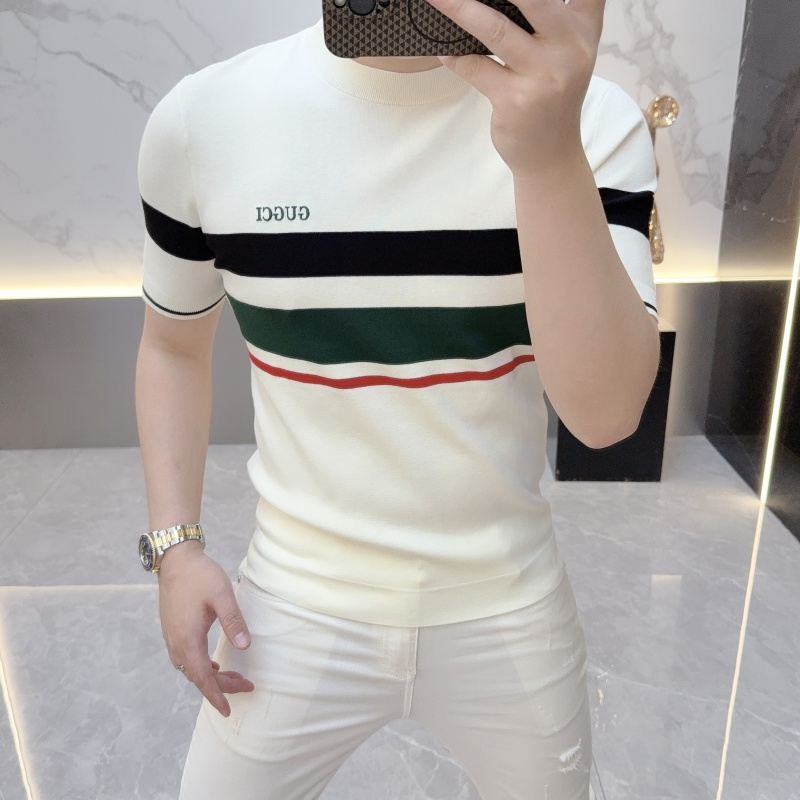 度尚-2025早秋新款男士高品质轻奢针织百搭打底时尚圆领短袖68336