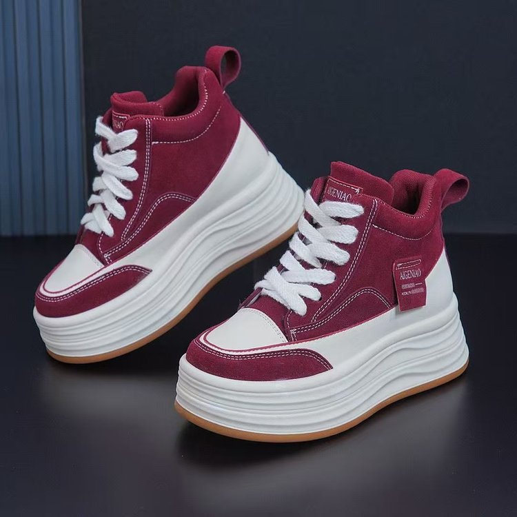 高帮厚底小白鞋女2025秋季新款运动休闲鞋子时尚休闲增高女鞋