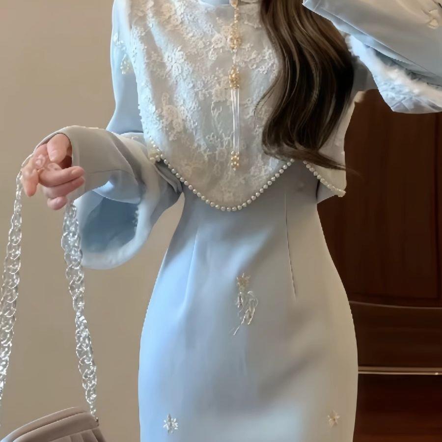 新中式国风民国大小姐旗袍温柔系穿搭秋冬高级感两件套装连衣裙女