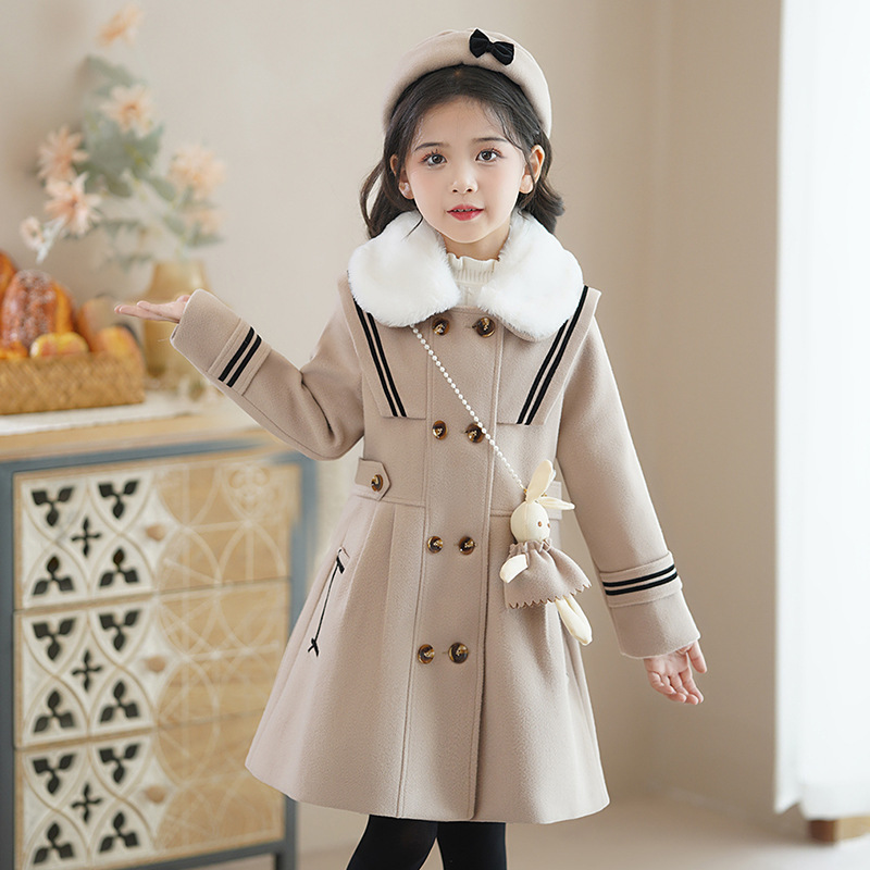 女童2025秋冬装韩版呢料外套大衣中大儿童网红洋气公主风衣中长款