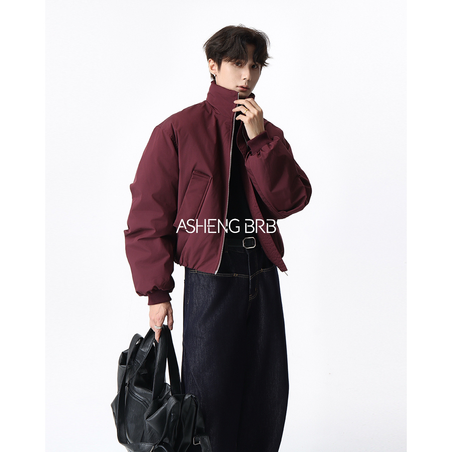 【ASHENG BRB】25A/W立领短款羽绒服宽松复古廓形保暖面包服男外套