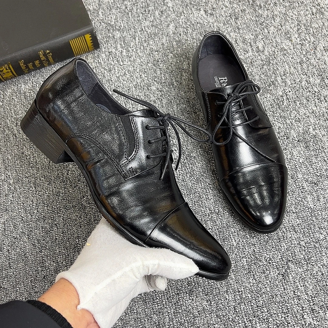 35码起广州原版系带商务正装休闲时尚英伦韩版潮流黑色真皮单鞋